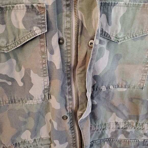 Mudd Shacket Womens Medium Brown Camo Military Denim Shirt Jacket - Picture 5 of 9